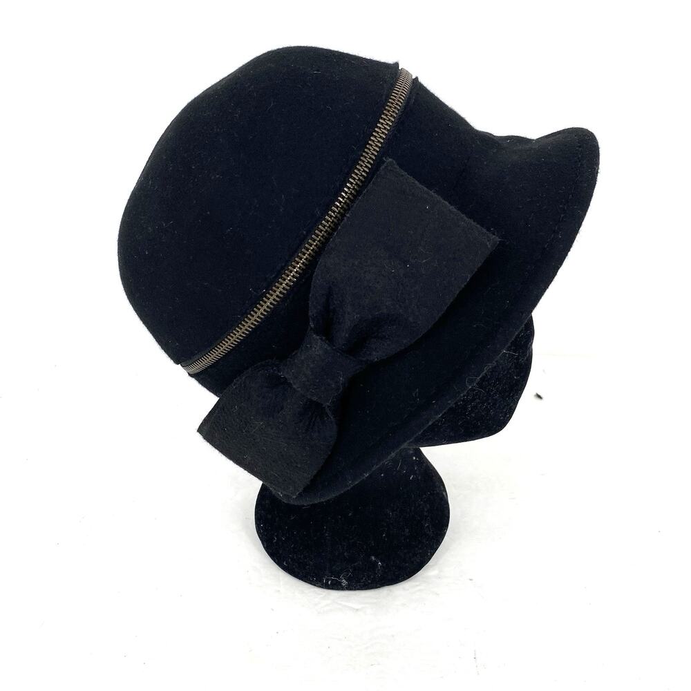 Brooklyn Industries Black Wool Felt Hat Bucket Brim 30's Style Women's One Size